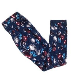 LuLaRoe Americana Independence Balloons Blue Soft Leggings One Size